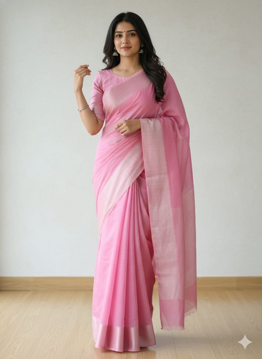 Women's Poonam silk saree | Solid Zari Border without Blouse saree for women | sari 5.5 mtr | Festive Ethnic Festival wear, Maroon-Gold | Pink-Mustard | Black-Gold | Mustard-Gold | Baby-Pink | Black-Orange | OliveGreen-Beige | Pink-Maroon | Beige-Rust | SkyBlue-Green | Pink-Ombre | Dark-Green - Image 5