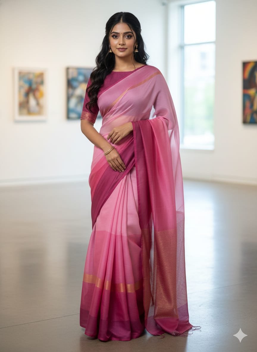 Women's Poonam silk saree | Solid Zari Border without Blouse saree for women | sari 5.5 mtr | Festive Ethnic Festival wear, Maroon-Gold | Pink-Mustard | Black-Gold | Mustard-Gold | Baby-Pink | Black-Orange | OliveGreen-Beige | Pink-Maroon | Beige-Rust | SkyBlue-Green | Pink-Ombre | Dark-Green - Image 11