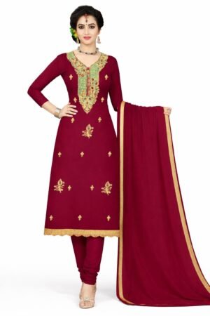 Women's Chiffon Coffee Brown Chudidhar (Mat) | Sweetheart Neck Unstiched 1/2 sleeves Straight Fit for women | Calf Length | Festive Ethnic Festive Ethnic wear | Red | Dark-Brown | Gray-Red | Coffee-Brown