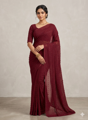 Women's Soft silk saree | Stripe Work Contrast Border without Blouse saree for women | sari 5.5 mtr | Elegant Party Casual wear, Wine-Maroon | Mustard-Yellow | Off-White | Cream-Pink